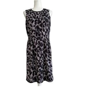 Loft Dress Blue Black Gray Animal Print Sleeveless Sheath Career Dress Size 6